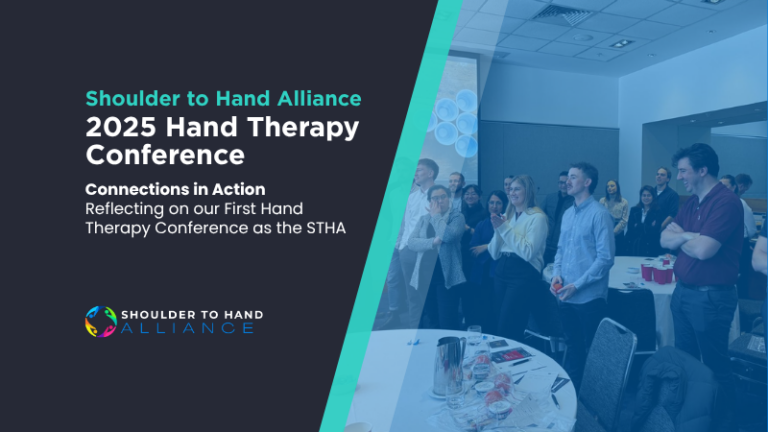 Shoulder to Hand Alliance 2025 Hand Therapy Conference cover graphic featuring the theme "Connections in Action".
